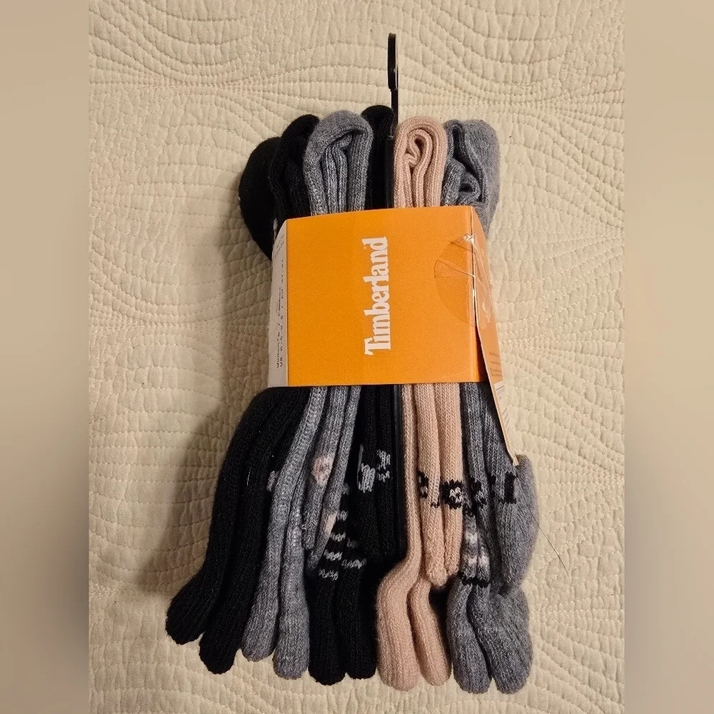 NWT Timberland Ladies Cushioned Boot Socks, Pack Of 5 Pairs